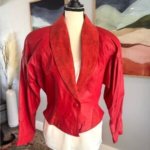 Chia Vintage Red Leather Jacket